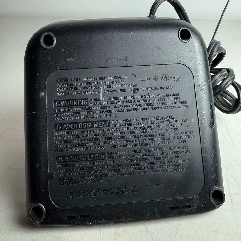 Genuine OEM BLACK + DECKER 40V MAX* Battery Fast Charger 40 Volt Model LCS40
